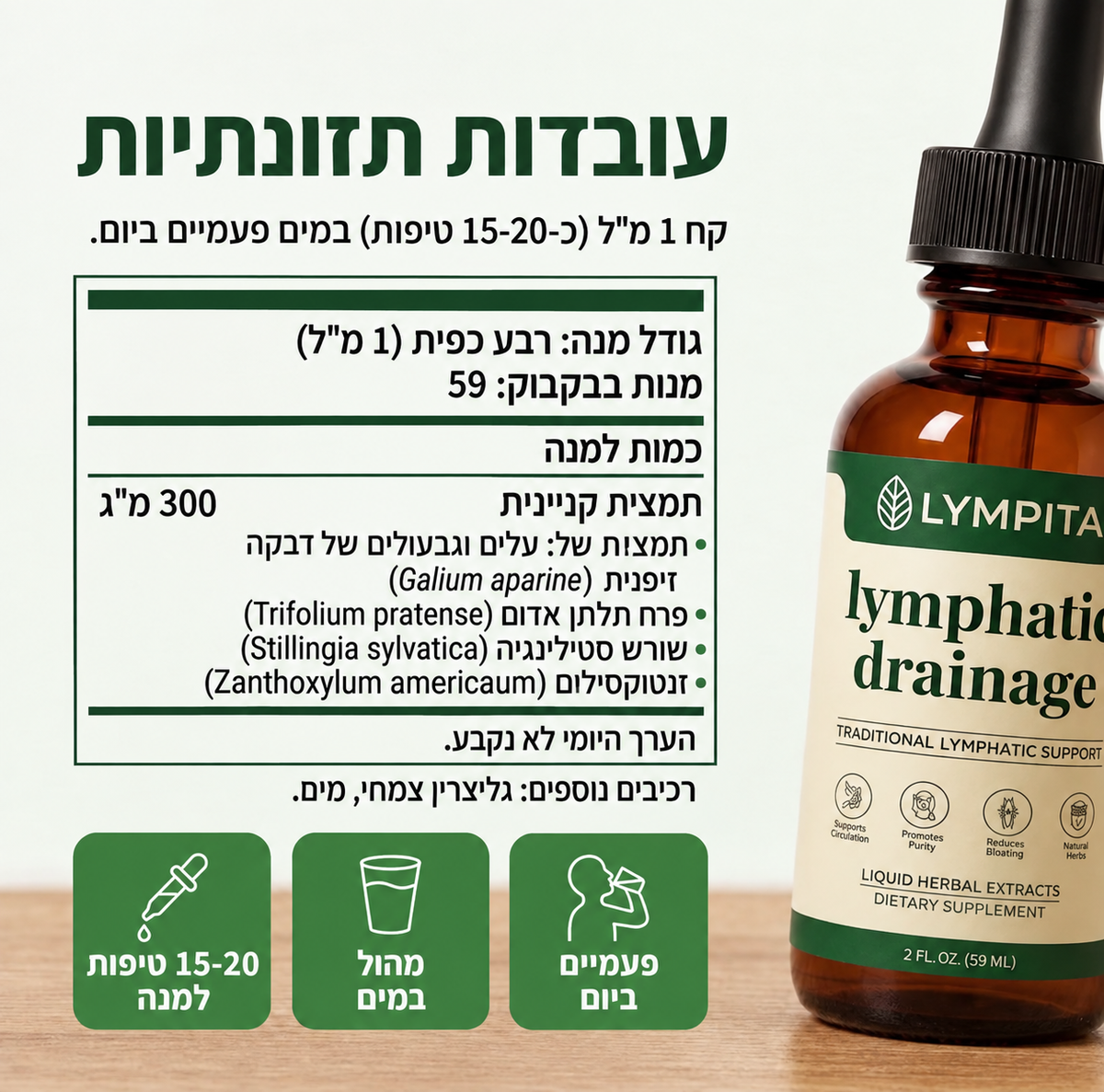 לימפיטה® תוסף טבעי בטיפות לתמיכה בזרימה הלימפטית
