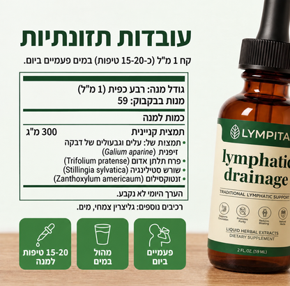 לימפיטה® תוסף טבעי בטיפות לתמיכה בזרימה הלימפטית